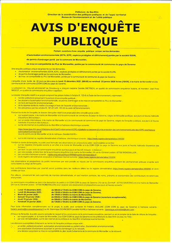 Avis Enquête Publique KUHN affichage 800 Avis Enquête Publique KUHN affichage 800