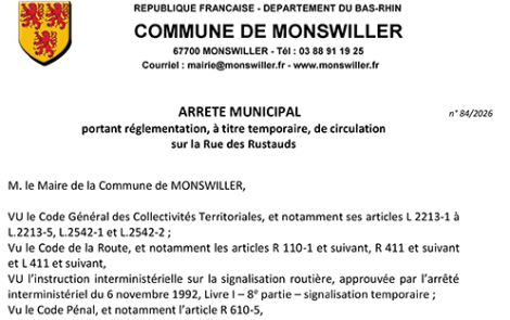 Arrêté de circulation temporaire des Rustauds