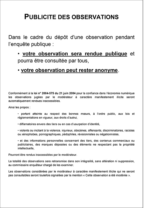 Avertissement publicité des observations 800